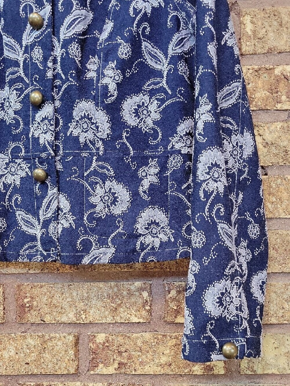 Bamboo Trader Jacquard Floral Embroidered Jacket Size Large Stretch - Picture 7 of 15